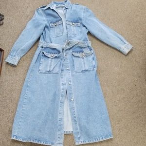 Vintage 80s denim studded maxi jacket